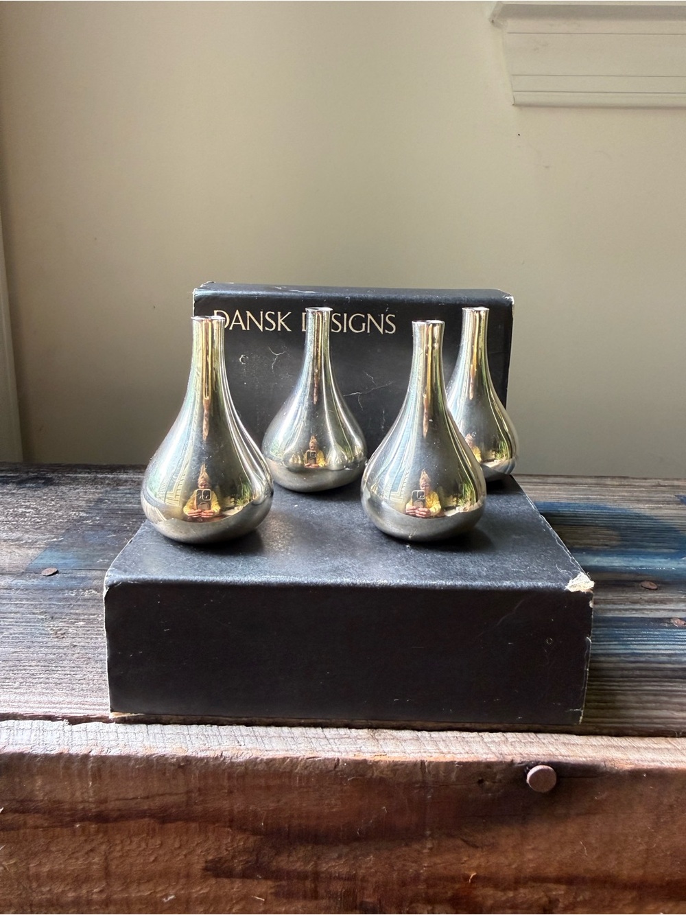 VINTAGE DANSK DESIGNS SILVER ONION CANDLE HOLDERS - SET OF 4 - Picture 2 of 14